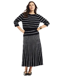 June + Vie Women's Cropped Boat Neck Sweater