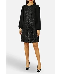 Yumi Women's Velvet Sequin Tunic Dress