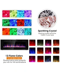 Sugift 50 Inch Recessed Ultra Thin Electric Fireplace with Timer