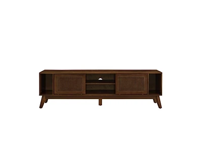 Casainc 67.9 Inch Mid Century Modern Storage Cabinet With Rattan Tv Stand
