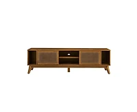 67.9 Inch Mid Century Modern Storage Cabinet With Rattan Tv Stand
