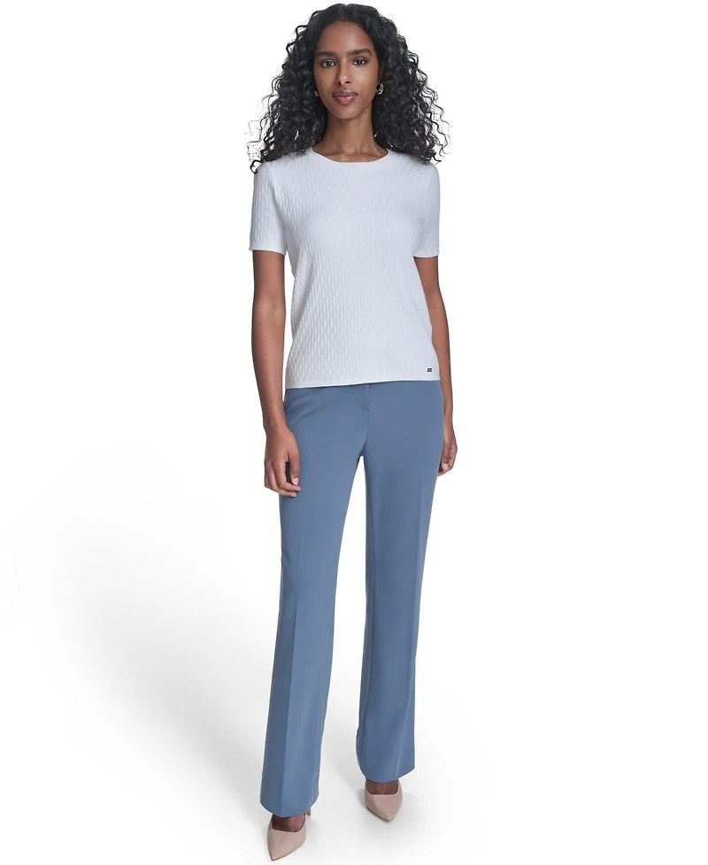 Calvin Klein Petite Textured Short-Sleeve Sweater Top