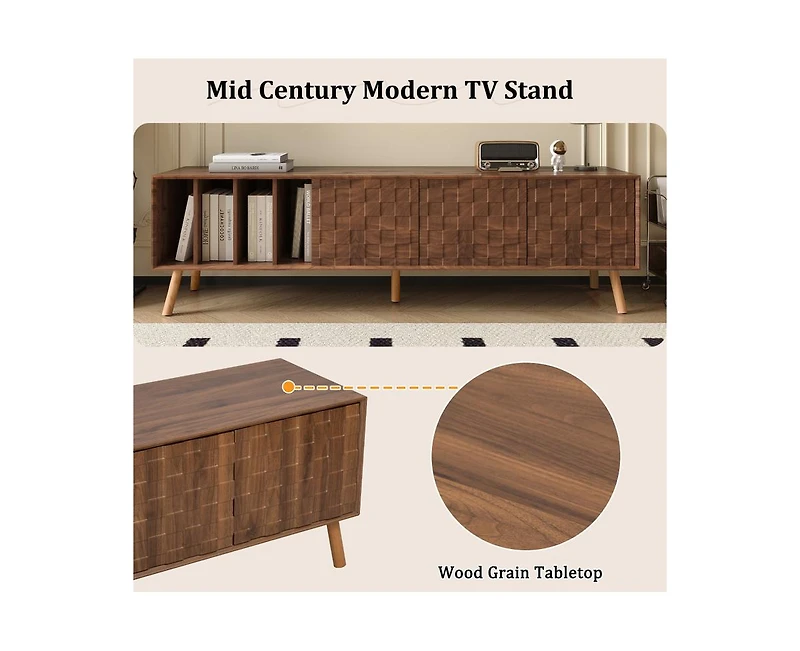 Casainc 70" Mid-Century Modern Storage Cabinet With Tv Stand