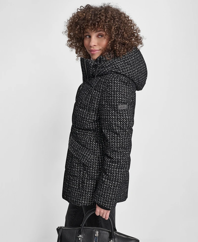 Dkny Women's Belted Hooded Puffer Coat