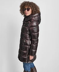 Dkny Women's Bibbed Shawl-Collar Packable Shine Puffer Coat