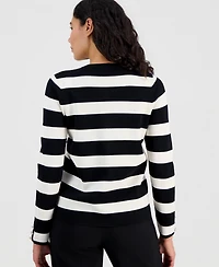 Anne Klein Women's Stripe Kissing-Front Cardigan