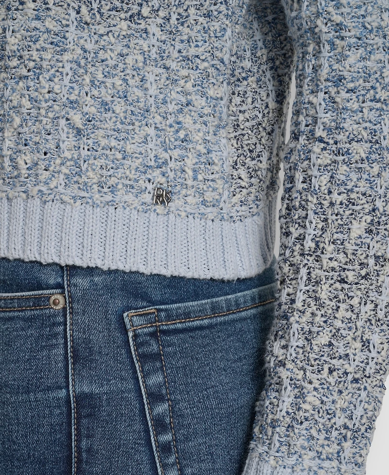 Dkny Jeans Women's Long-Sleeve Fringe Trimmed Sweater Jacket