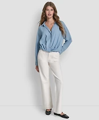 Dkny Jeans Women's Long-Sleeve Button Front Shirt