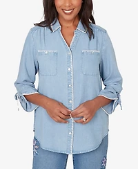 Alfred Dunner Petite Hilton Head 3/4-Sleeve Shirt