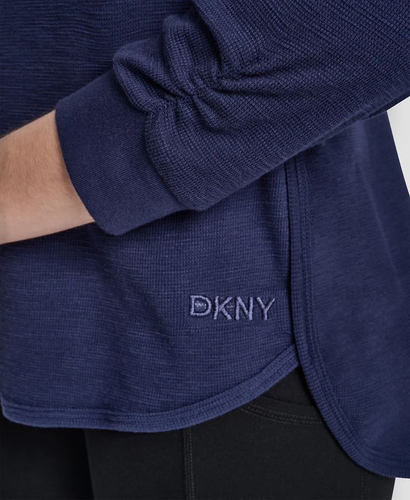 Dkny Women's Mini Slub Waffle Three-Quarter-Sleeve T-Shirt