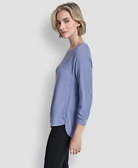 Dkny Women's Mini Slub Waffle Three Quarter Sleeve T-Shirt