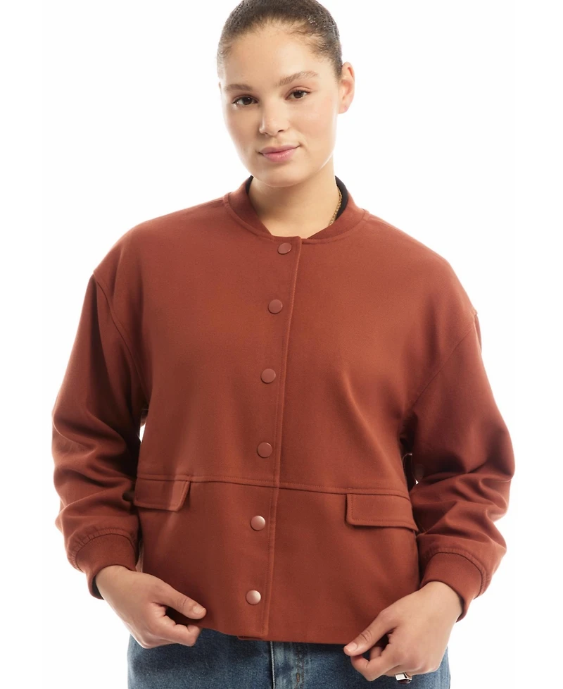 June + Vie Women's Cropped Bomber Jacket