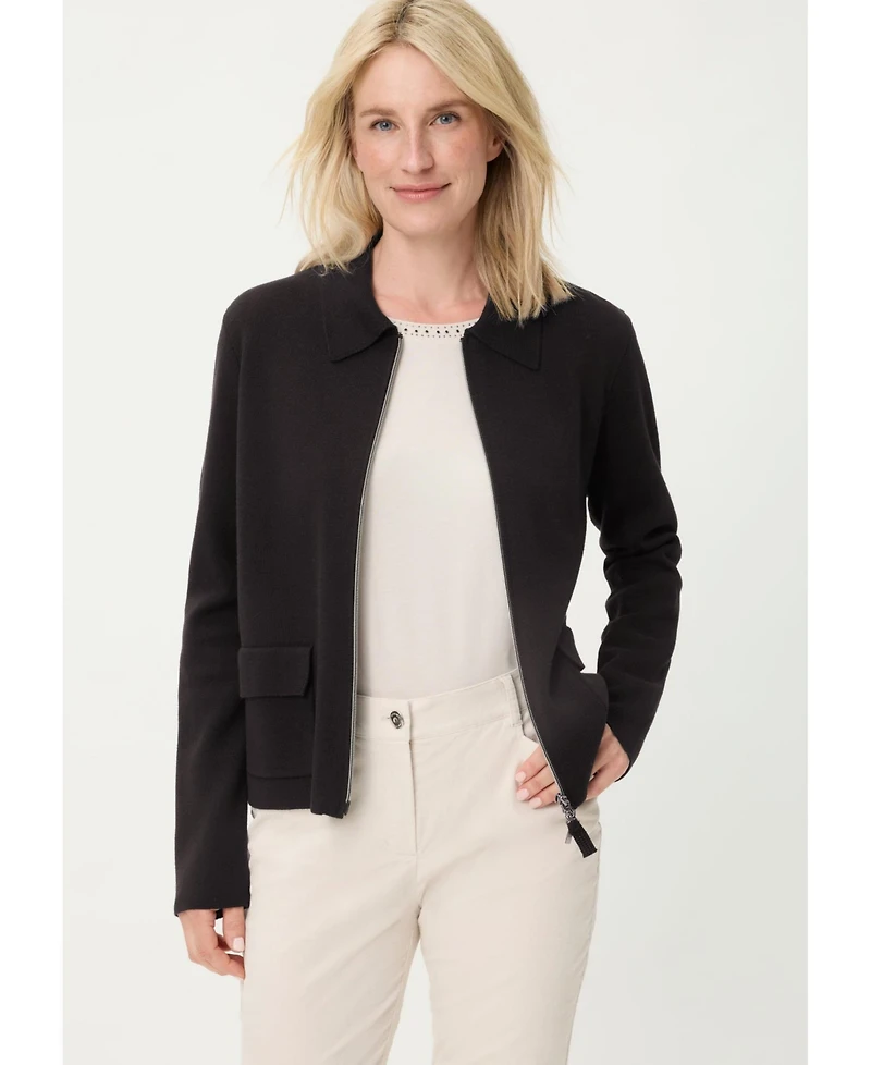 Olsen Women's Collared Zip Front Cardigan