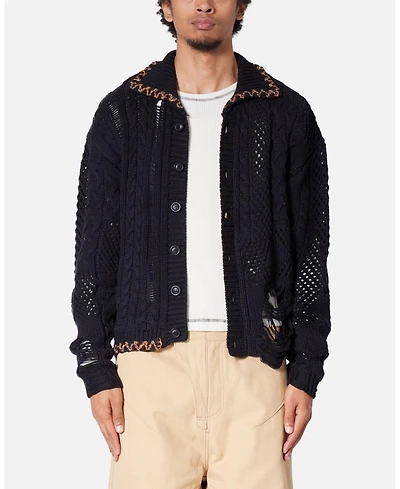 mnml Men's Chunky Distressed Knit Cardigan