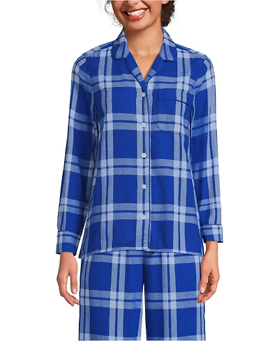 Lands' End Women's Long Sleeve Print Flannel Pajama Top