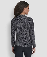 Dkny Jeans Women's Mini Leopard Print Cardigan Top