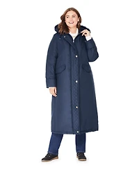 Woman Within Women's Plus Size Long Hooded Dtm Faux Down Parka Coat