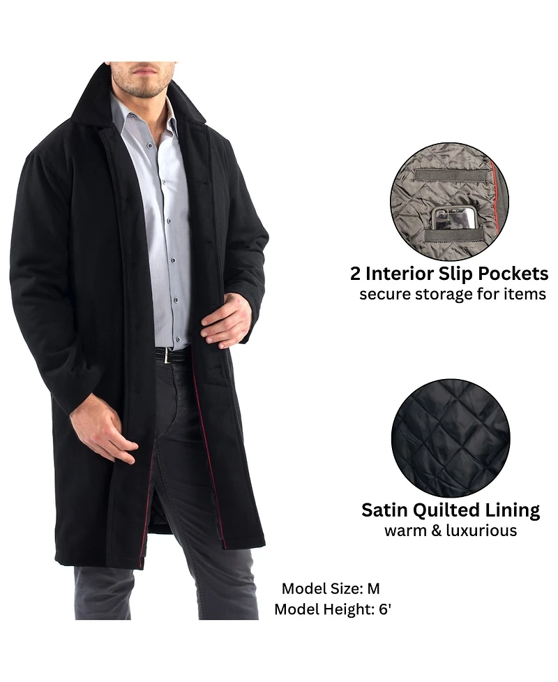 Alpine Swiss Men's Zach Men s Wool Blend Overcoat – Knee-Length Trench Coat, Runs Large for Layering Over Suits or Sweaters