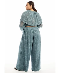 June & Vie Women's + Lace Wide-Leg Pants