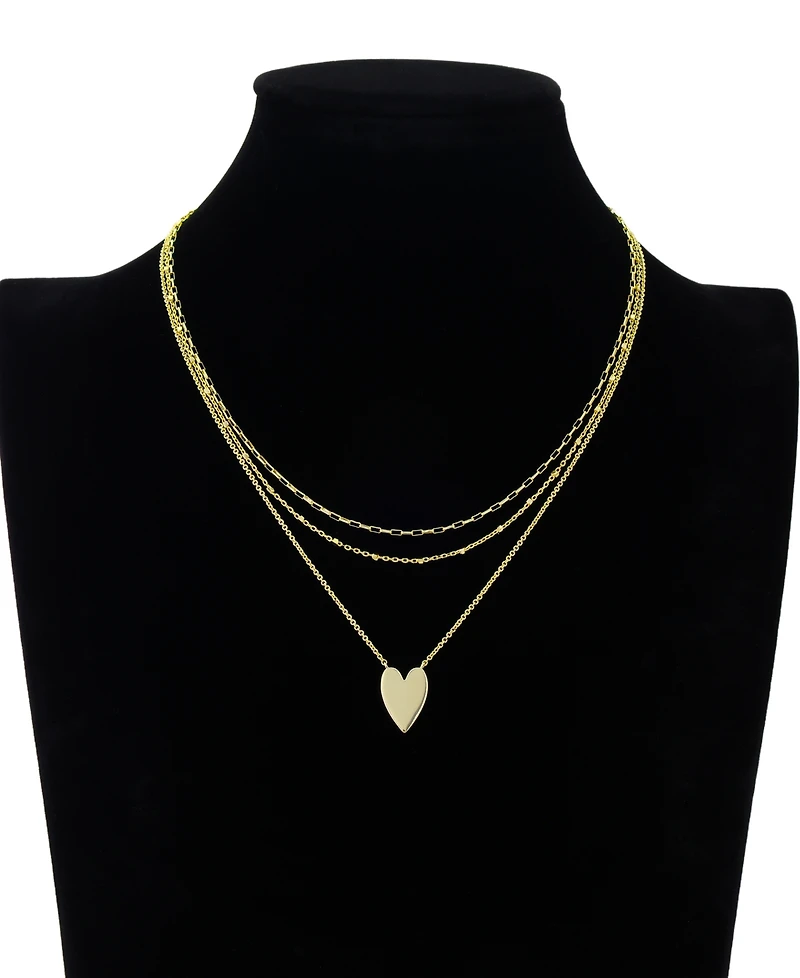 Unwritten Gold Heart, Beads Chain Paperclip Necklaces Set
