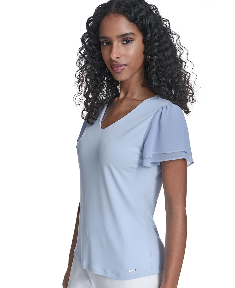 Calvin Klein Women's Solid V-Neck Blouse