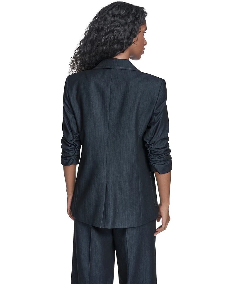 Calvin Klein Women's Faux Denim 3/4-Sleeve Jacket