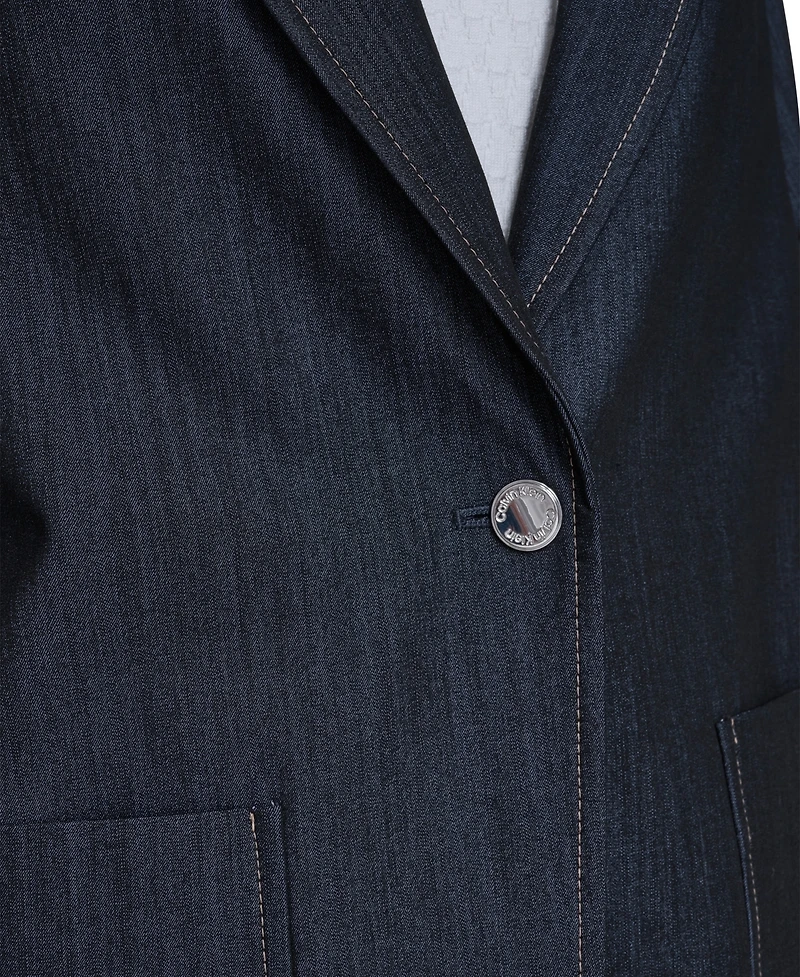 Calvin Klein Women's Faux Denim 3/4-Sleeve Jacket