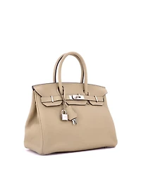 Pre-Owned Hermes Birkin 30 Handbag Light Clemence with Palladium Hardware