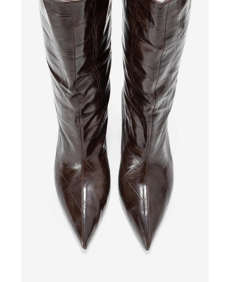 Prologue Shoes Crow Embossed Pointed Toe Boot (Women)