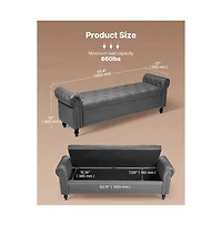 Slickblue Upholstered Storage Bench with Tufted Seat and Wood Legs