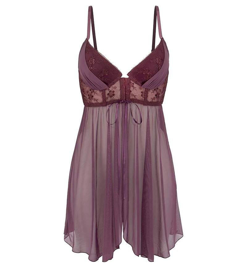 Lascana Women's Embroidered Push Up Babydoll