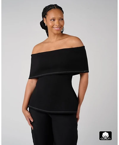 WeWoreWhat Women's Off Shoulder Fold Over Top