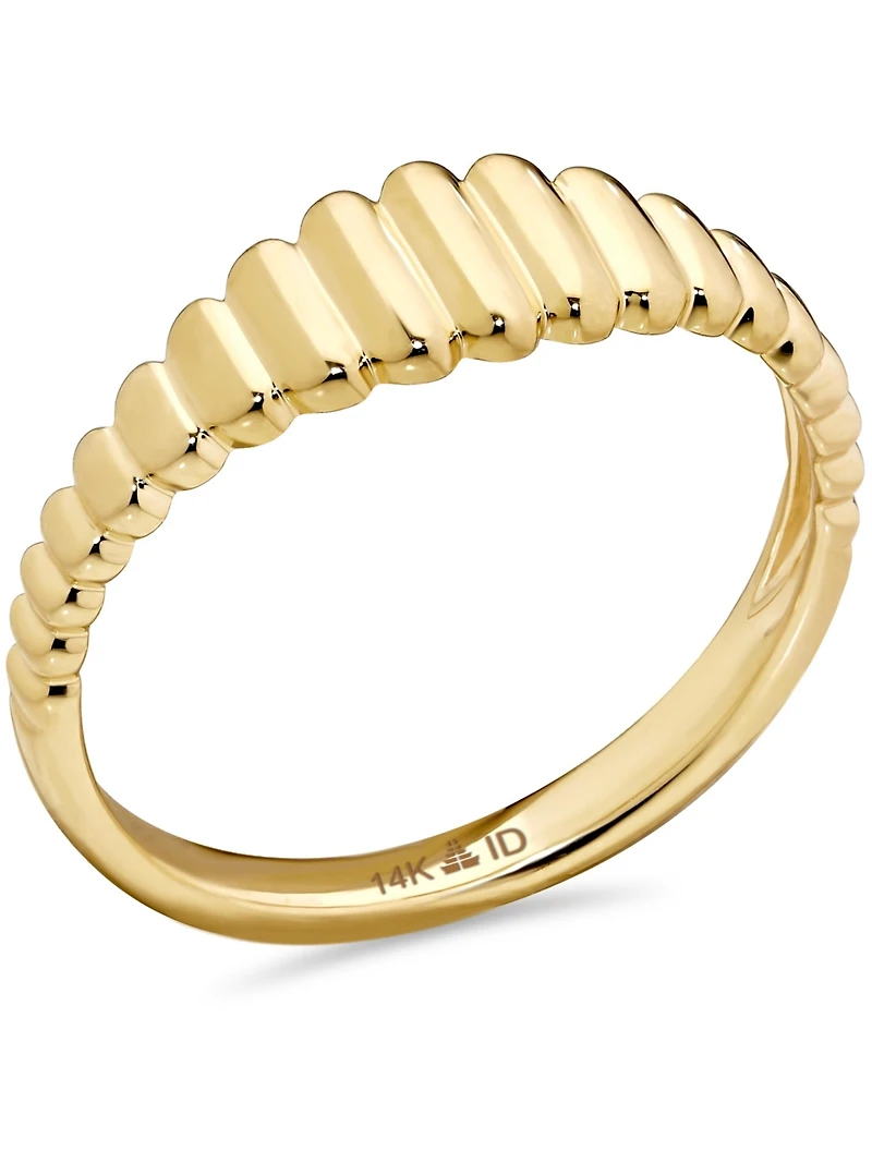 Devata Ribbed Ring in 14K Gold, Size 7, approx. 1.7 grams.