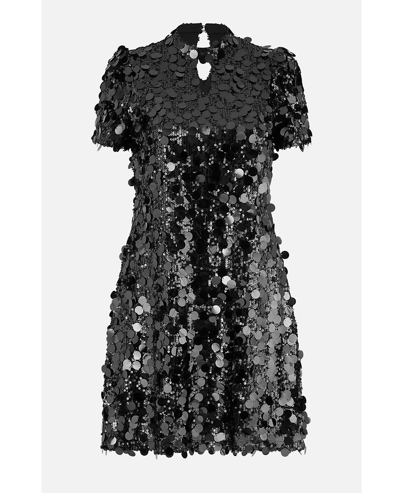 Yumi Women's Sequin Keyhole Neck Tunic Dress