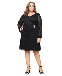 Sl Fashions Plus V-Neck Midi Dress