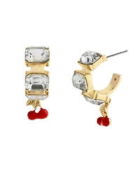 Steve Madden Faux Stone Cherry Charm Gem Hoop Earrings