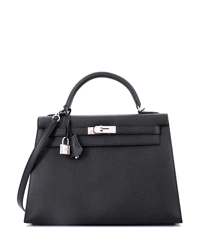Pre-Owned Hermes Kelly 32 Handbag Epsom with Palladium Hardware