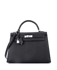 Pre-Owned Hermes Kelly 32 Handbag Epsom with Palladium Hardware