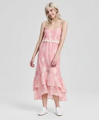 Now This Womens Embroidered High Low Maxi Dress Macys Exclusive