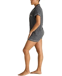Tahari Women's Short Sleeve Notch Collar Top and Shorts 2 Piece Pajama Set