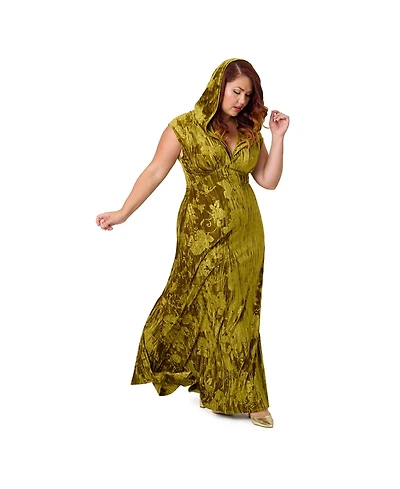 Unique Vintage Plus Size Hooded Maxi Dress