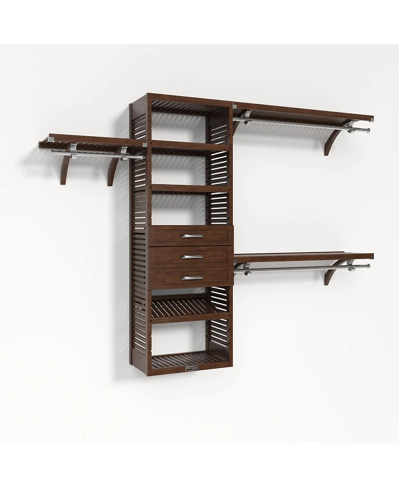 John Louis Home Solid Wood Walk-In Closet Organizer with 3 Shaker Style Drawers