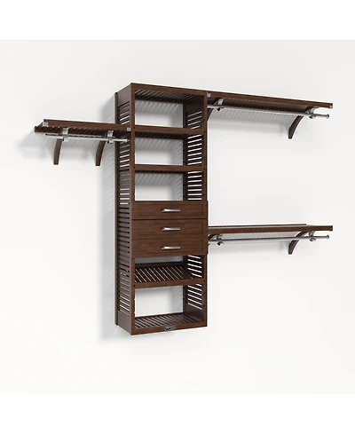 John Louis Home Solid Wood Walk-In Closet Organizer with 3 Shaker Style Drawers