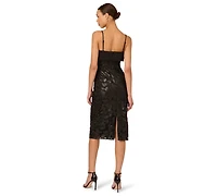Adrianna Women's Pleather Lace Detail Midi Dress