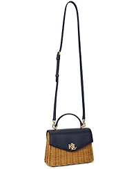 Lauren Ralph Lauren Farrah Small Rattan and Leather Satchel Bag