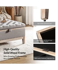 Hannah Upholstered Storage Cocktail Ottoman with Solid Wood Legs