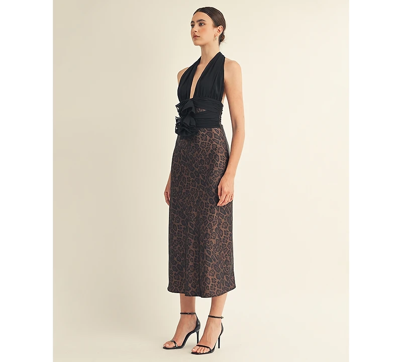 Arose Studio, Inc Women's Kessara Halter Wrap Bow Detail Midi Dress