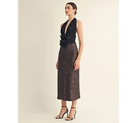 Arose Studio, Inc Women's Kessara Halter Wrap Bow Detail Midi Dress