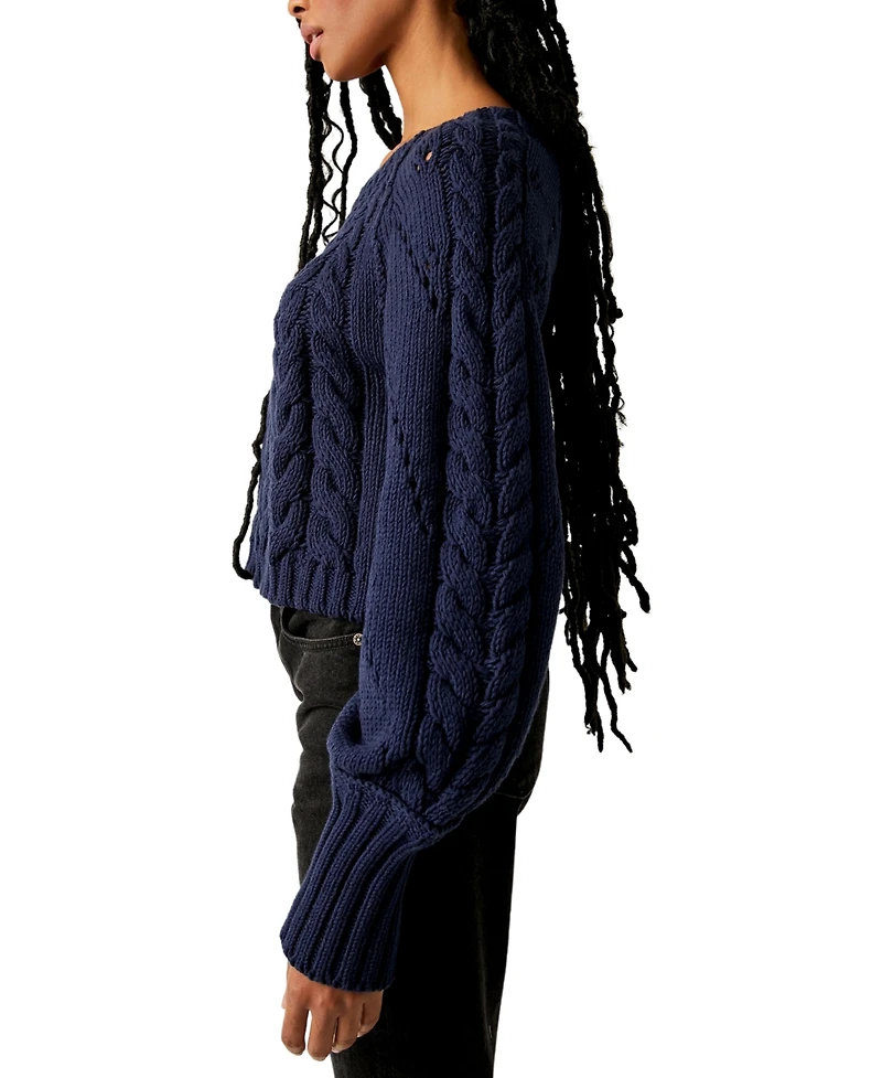 Free People Women's Sandre Cable-Knit Sweater