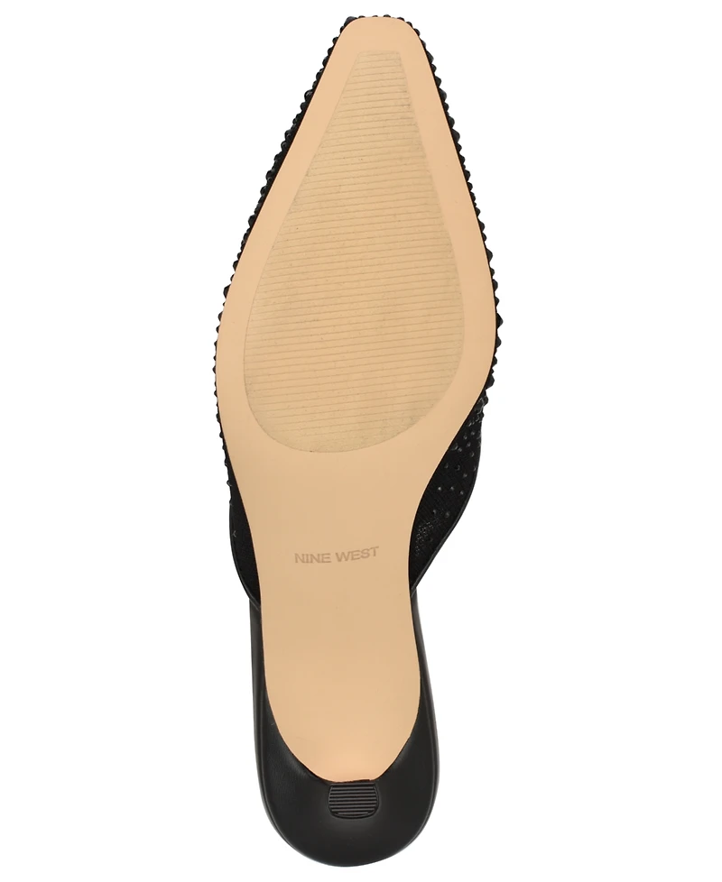 Nine West Women's Camenla Snip Toe Kitten Heel Mules